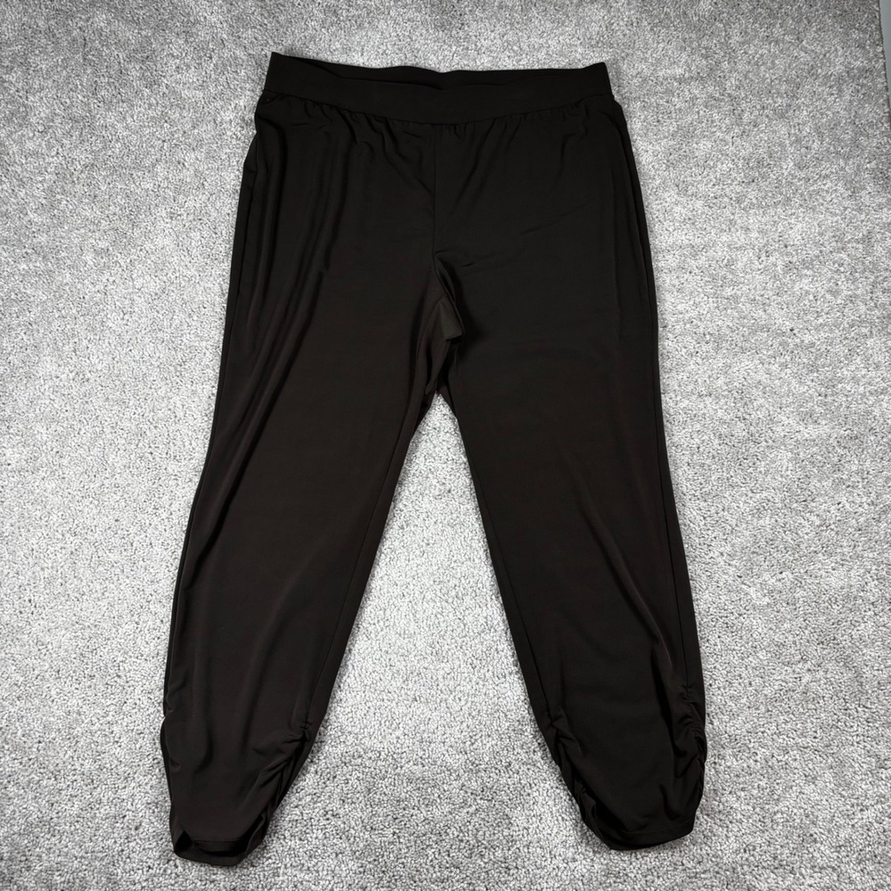 Chicos Ankle Pants Brown Ruched Hem Elastic Waist Travelers Size 2 Large XL
